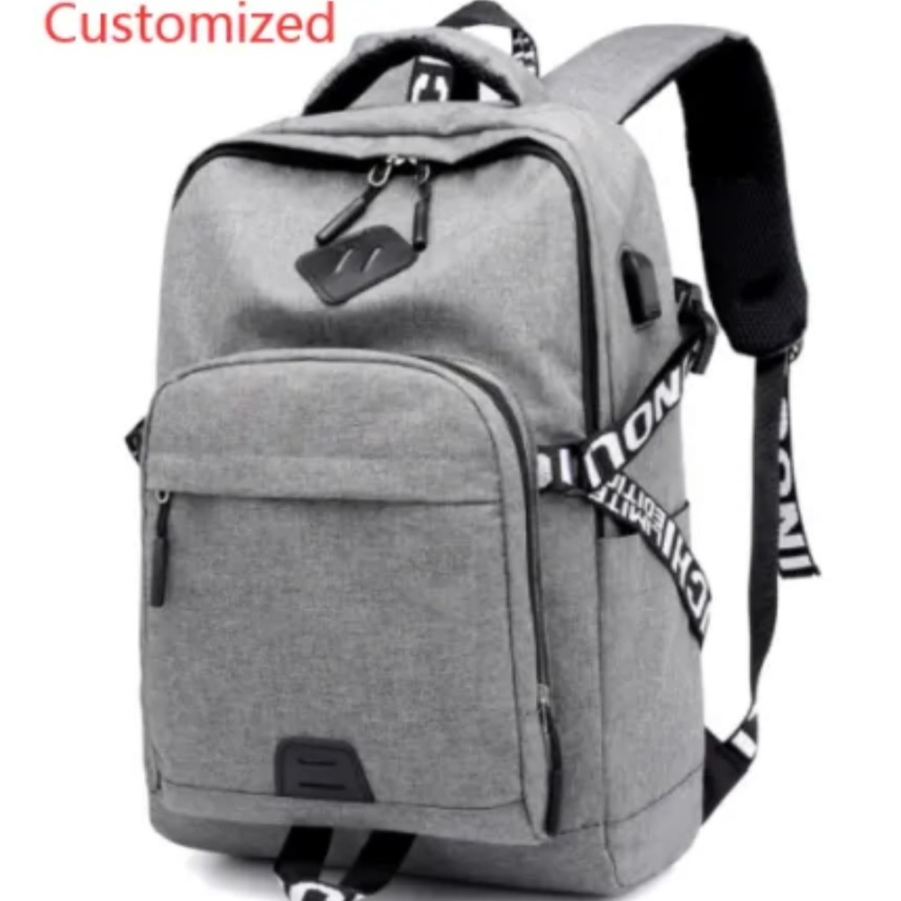 Gray laptop  Canvas Backpack with Structured Design can be customized also